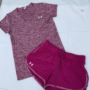 Under Armour ladies v-neck short sleeve top SET XS